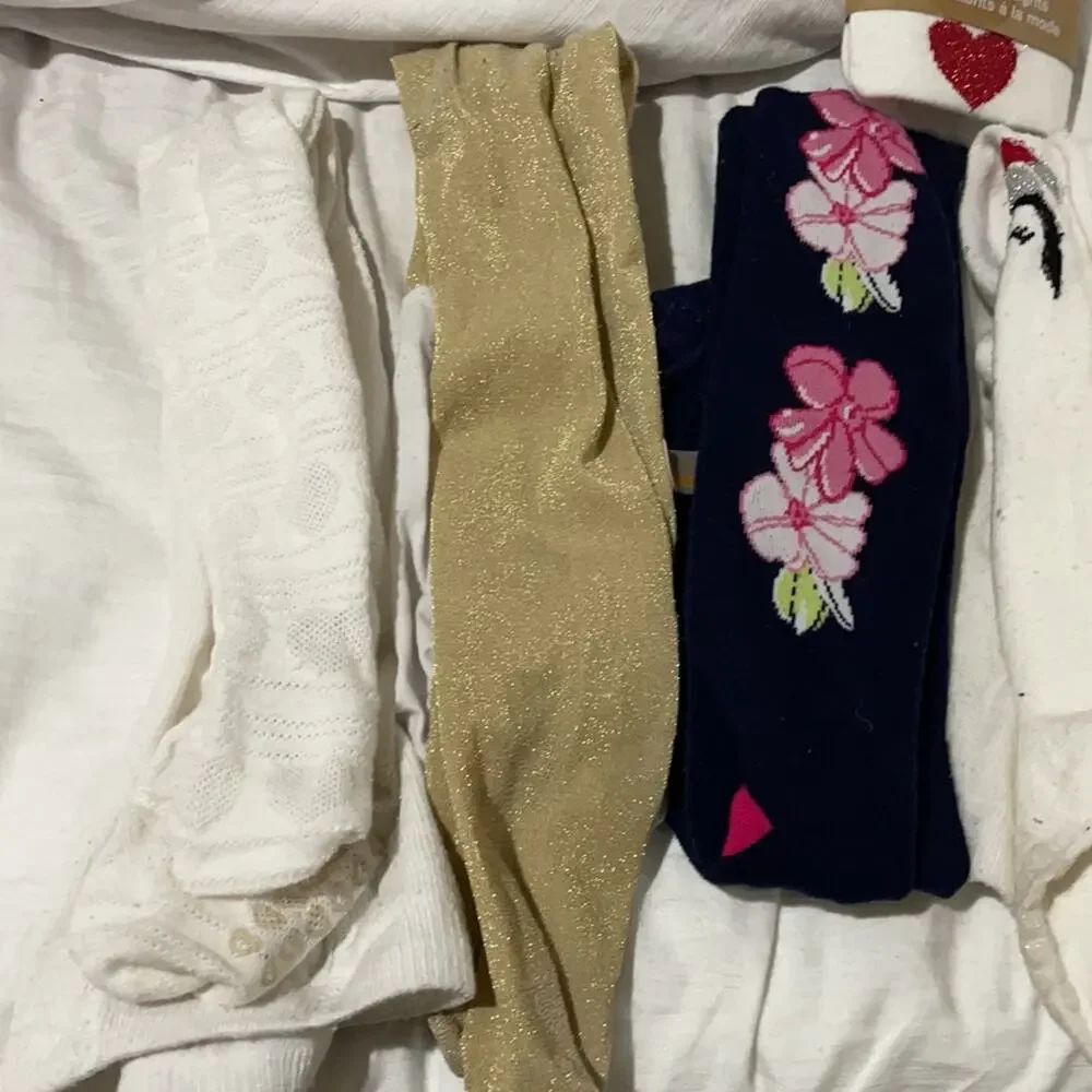 Girls footed Tights bundle 8 pair size 4 euc or 2 pair nwot .